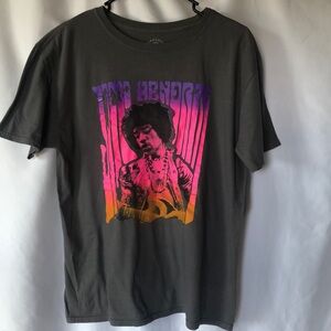 AUTHENTIC HENDRIX gray & hot pink graphic Jimi Hendrix t-shirt. Size Large.